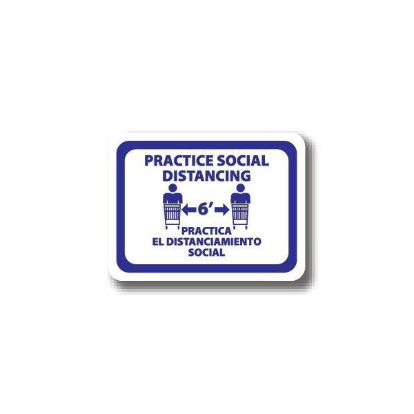 Ergomat 12in x 9in RECTANGLE SIGNS Practice Social Distnacing - Bilingual English/Spanish DSV-SIGN 108 #2963 -UEN - main